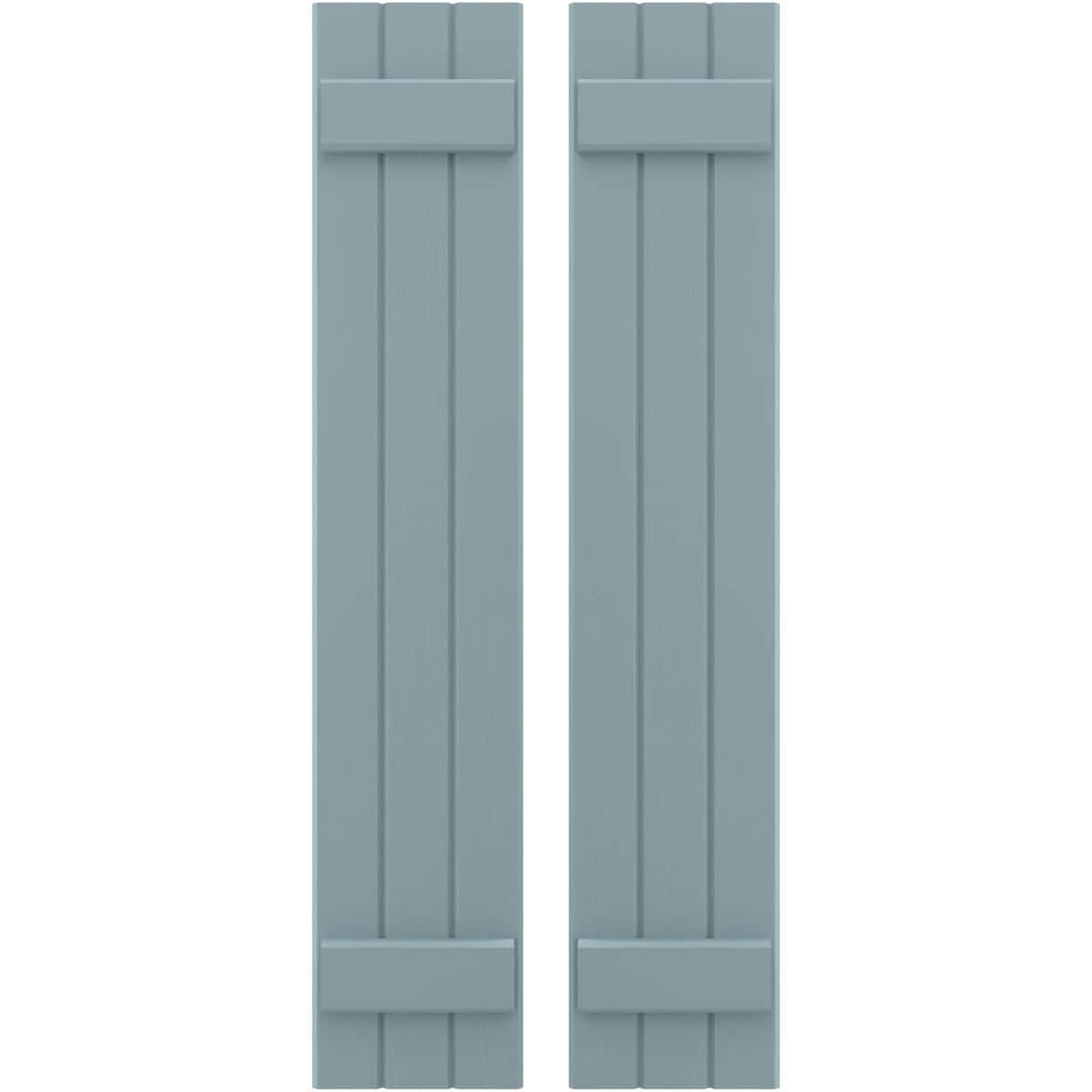 Ekena Millwork 10.5-in W x 74-in H Peaceful Blue Paintable/Stainable Board and batten Spaced with z-bar Wood Exterior Shutters ( 2 -Pack )