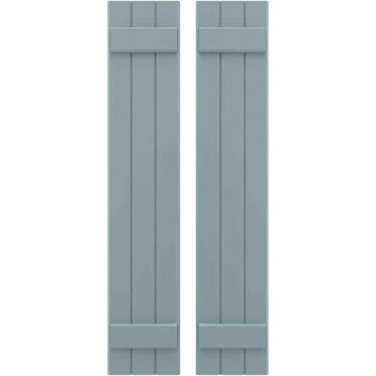 Ekena Millwork 10.5-in W x 74-in H Peaceful Blue Paintable/Stainable Board and batten Spaced with z-bar Wood Exterior Shutters ( 2 -Pack )