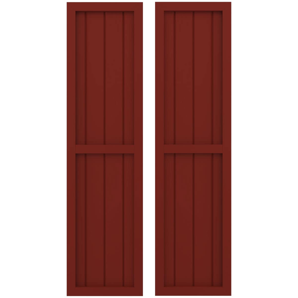 Ekena Millwork 14-in W x 58-in H Pepper Red Paintable/Stainable Board and batten Framed Wood Exterior Shutters ( 2 -Pack )