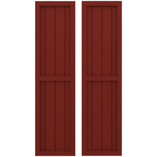 Ekena Millwork 14-in W x 58-in H Pepper Red Paintable/Stainable Board and batten Framed Wood Exterior Shutters ( 2 -Pack )
