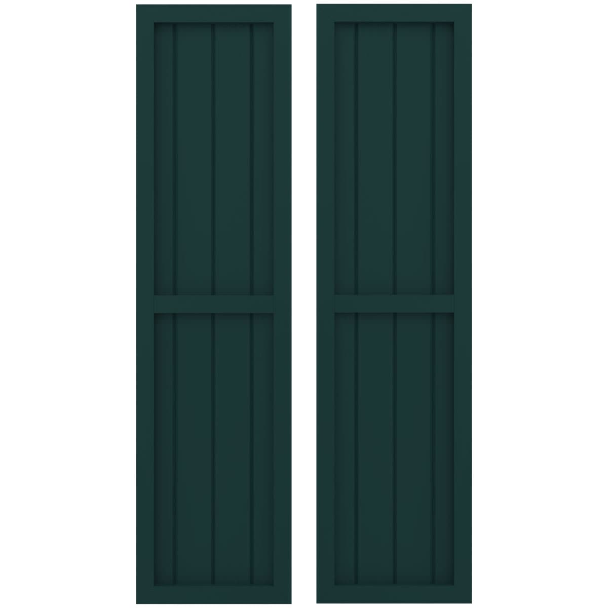 Ekena Millwork 14-in W x 47-in H Thermal Green Paintable/Stainable Board and batten Framed Wood Exterior Shutters ( 2 -Pack )