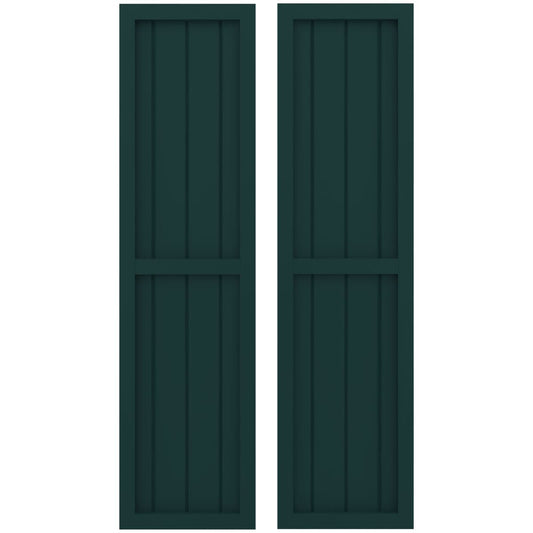 Ekena Millwork 14-in W x 47-in H Thermal Green Paintable/Stainable Board and batten Framed Wood Exterior Shutters ( 2 -Pack )