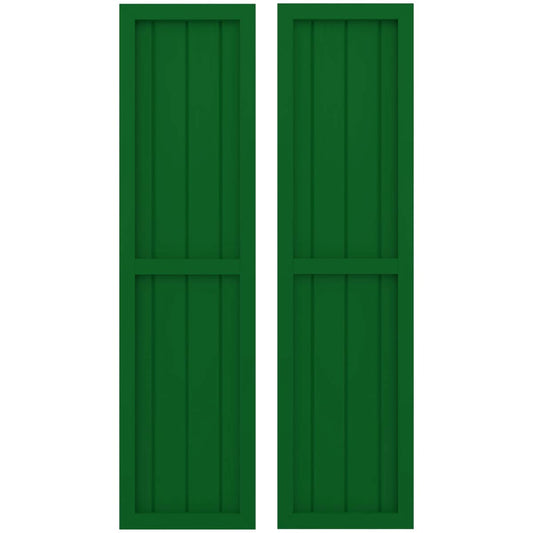 Ekena Millwork 14-in W x 54-in H Viridian Green Paintable/Stainable Board and batten Framed Wood Exterior Shutters ( 2 -Pack )