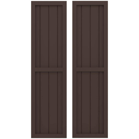 Ekena Millwork 14-in W x 60-in H Raisin Brown Paintable/Stainable Board and batten Spaced Wood Exterior Shutters ( 2 -Pack )