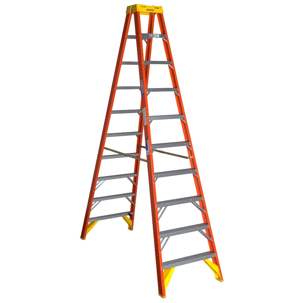 Werner T6200 10-ft Fiberglass Type 1a- 300-lb Load Capacity Twin Step Ladder T6210