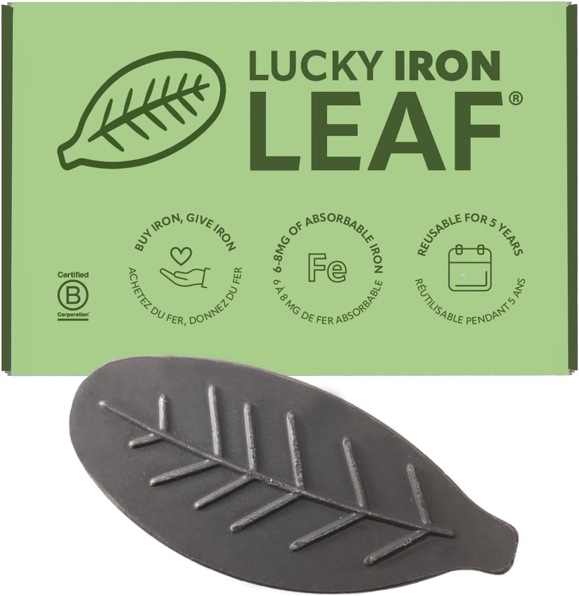 The Original Lucky Iron Leaf ®. An Iron Supplement Alternative to Reduce Deficiency. No Side Effects. Use once daily - 5 year supply included.