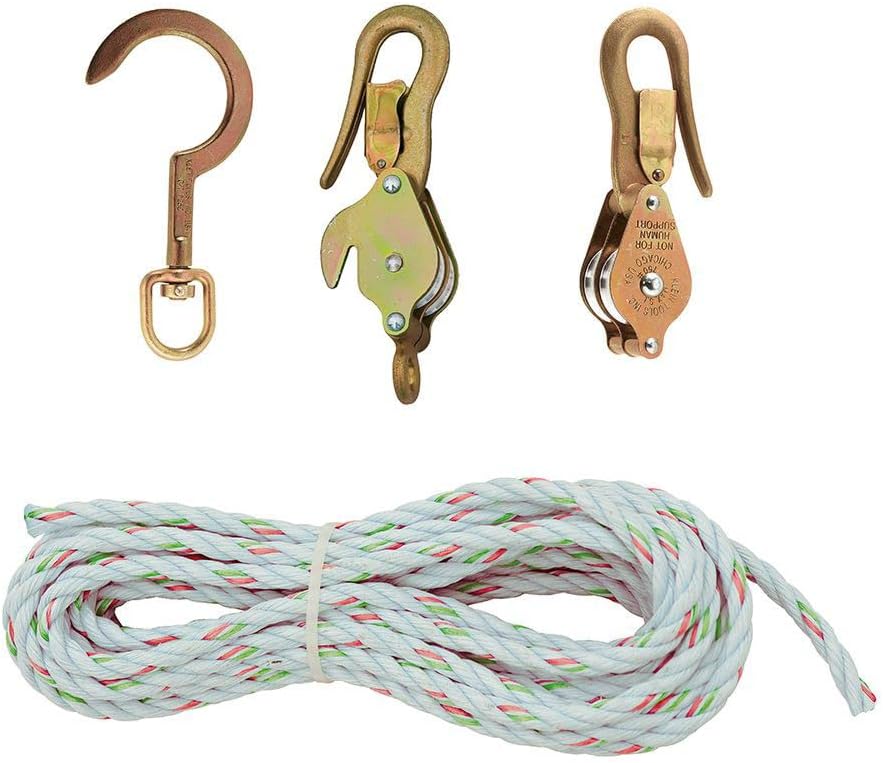 Klein Tools H1802-30S Block and Tackle, Made in USA, with Anchor Hook 259, Blocks 267 and 268 (Spliced)