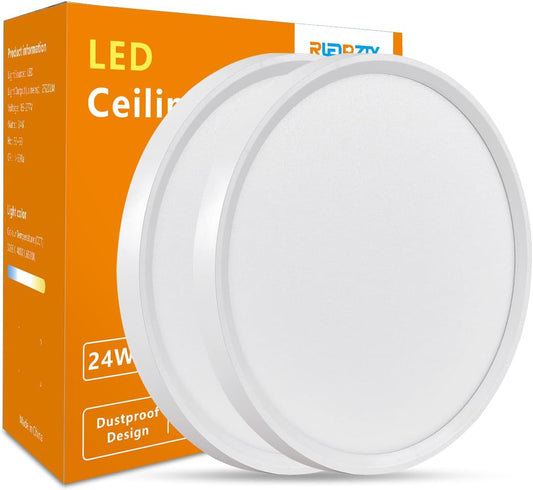 RLEDPZTX Led Flush Mount Ceiling Light,16 Inch 32w 3480lm,3000k\/4000k\/6000k 3CCT Selectable, Round Modern Flat Panel Super Slim Led Ceiling Light,for Living Dining Kitchen Bedroom Room (2Pack-White)