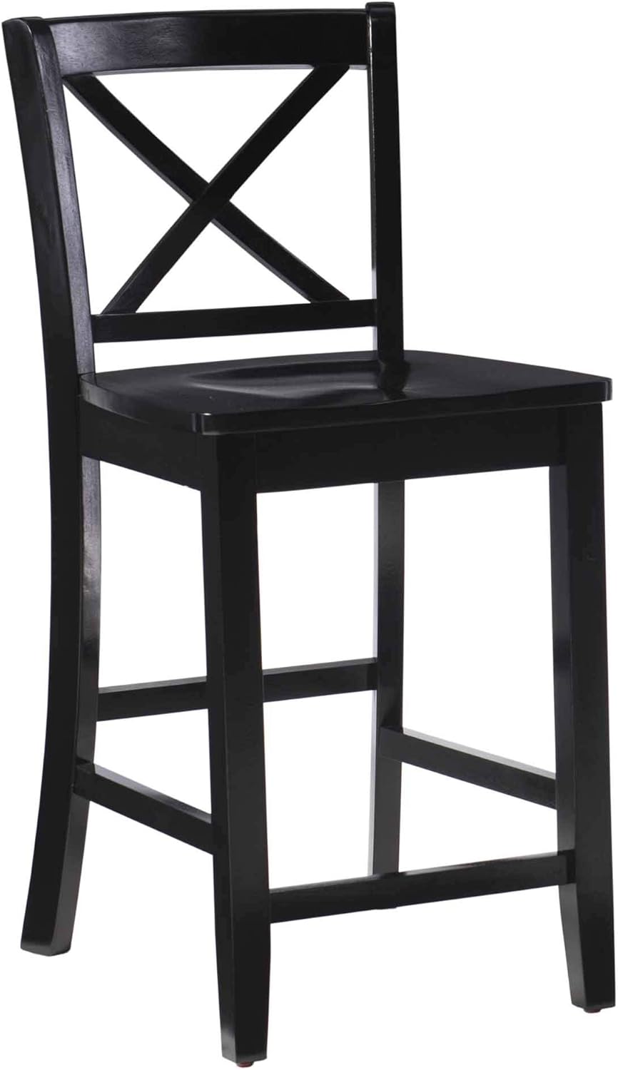 Linon Home Dcor Black X Back Counter Stool, 16" W x 17.91" D x 37.01" H