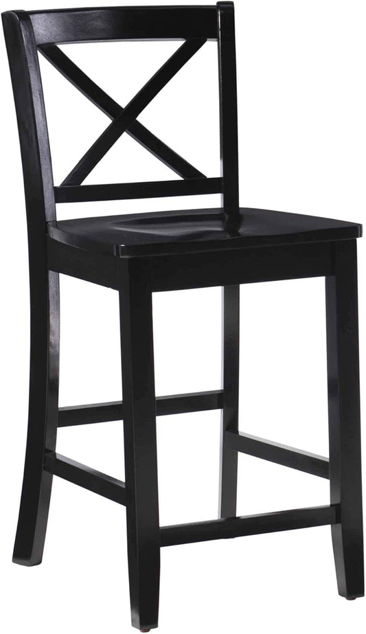 Linon Home Dcor Black X Back Counter Stool, 16" W x 17.91" D x 37.01" H