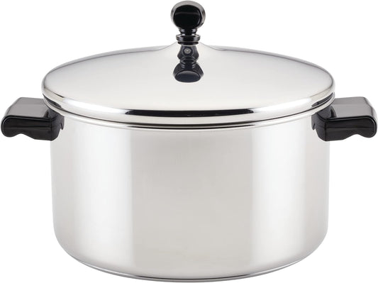 Farberware Classic Stainless Steel 6-Quart Stockpot with Lid, Stainless Steel Pot with Lid, Silver