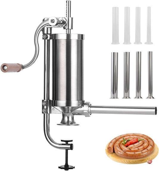 MASTER FENG Sausage Stuffer, Stainless Steel Homemade Sausage Maker Vertical Meat Filling Kitchen Machine, Packed 8 Stuffing Tubes (2.5LBS VERTICAL)