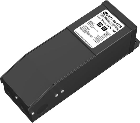 HitLights Dimmable LED Driver Transformer 24V 150W, Magnetic Power Supply 120VAC to 24VDC, Compatible with Lutron and Leviton Dimmers, for LED Strip Light, Kitchen, Cabinet, Class 2, ETL Listed