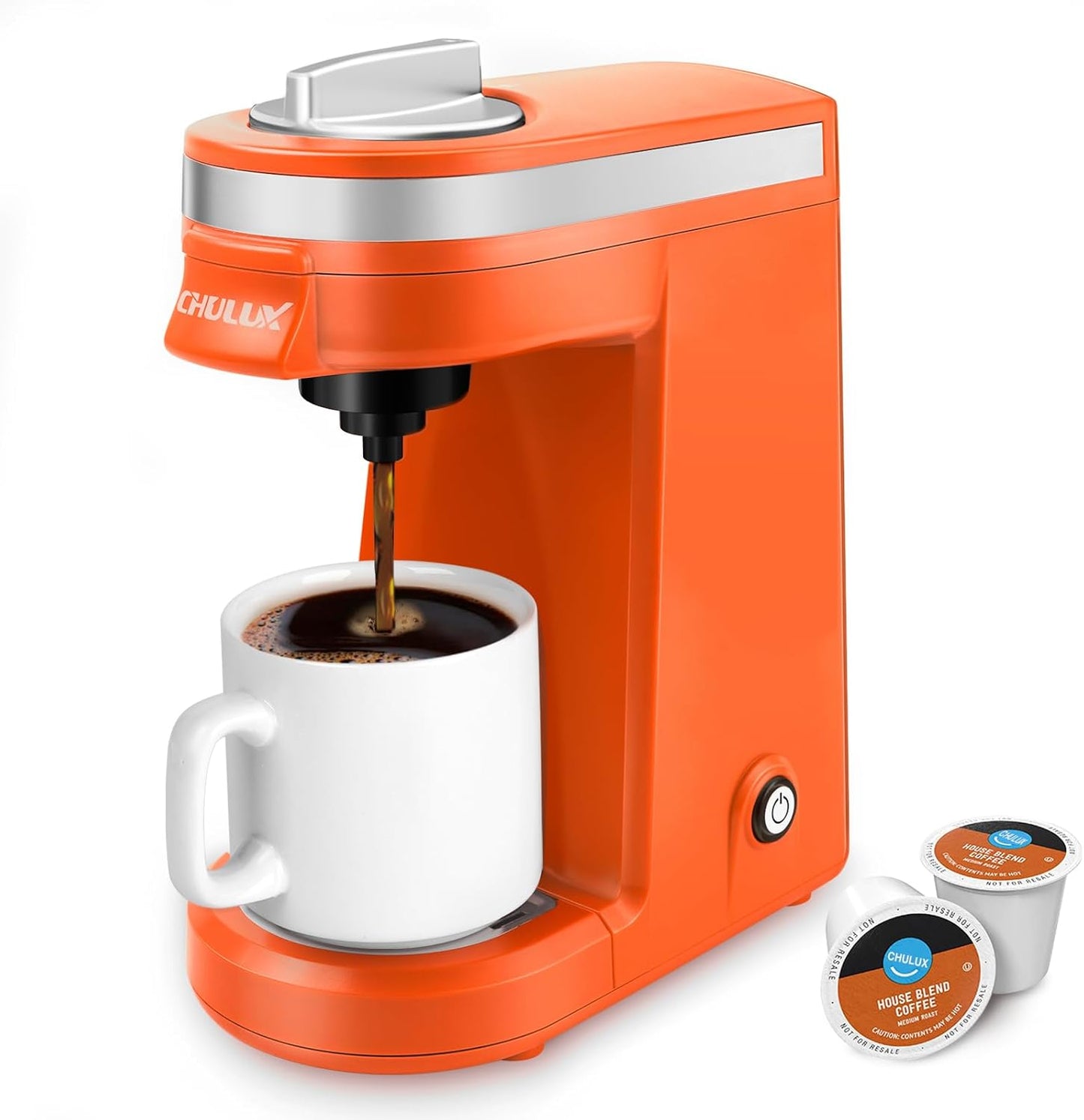 CHULUX Single Serve Coffee Maker for K Capsule, Mini Coffee Maker for One Cup Americano, Lightweight Pod Coffee Machine, Orange