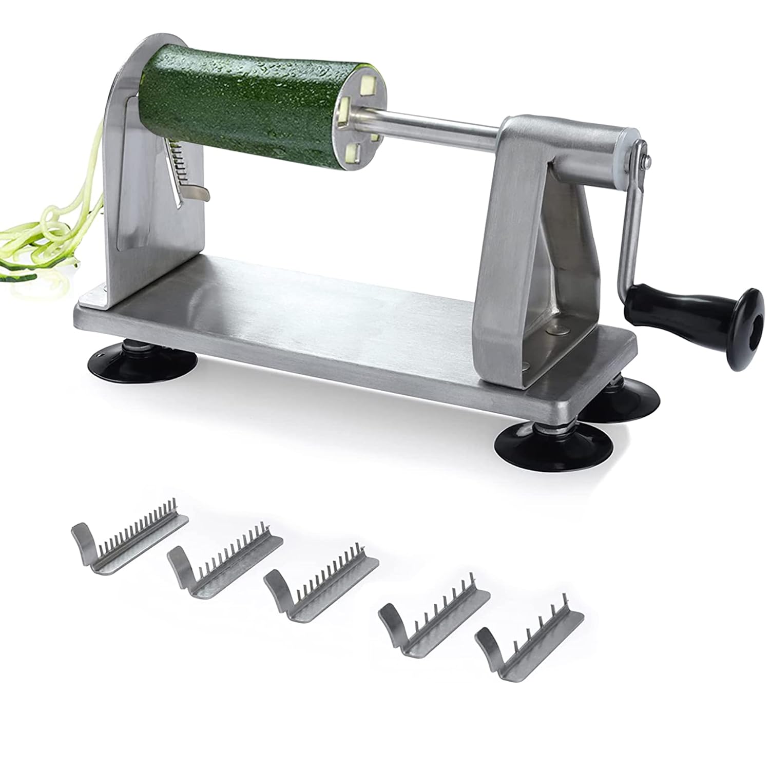 Homarden Stainless Steel Vegetable Spiralizer - 5 Blade Zucchini Noodle Maker - Industrial Quality Vegetable Slicer for Veggies, Salad Chopper, Potato Cutter, Zoodle Maker, 9 x 3.5 x 4.8 Inches