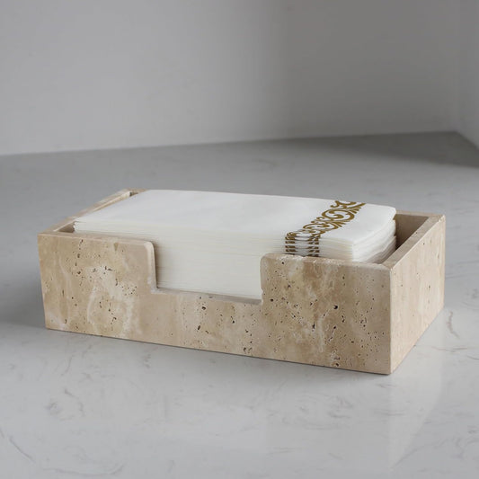 Natural Travertine Napkin Holder 9.8"x4.9"x2.8", Guest Towel Holder, Paper Hand Basket for Bathroom\/Kitchen\/Restaurant