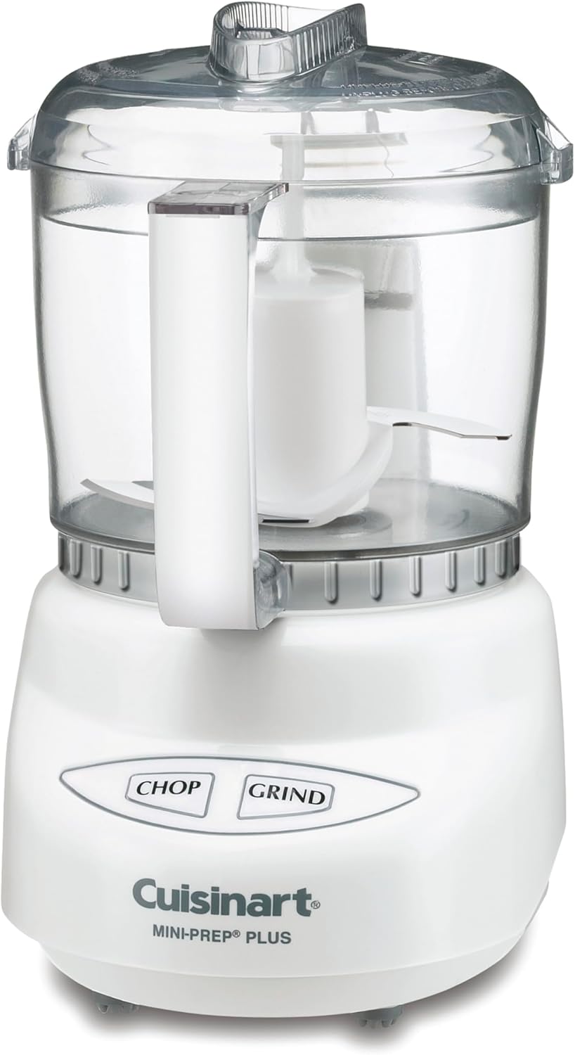 Cuisinart Mini-Prep Plus Food Processor, 24-Ounce Mini Food Processor to Chop Herbs, Vegetables, and Hard Cheese, 24-Ounce Work Bowl, Reversible Stainless Steel Blade, DLC-2A, White