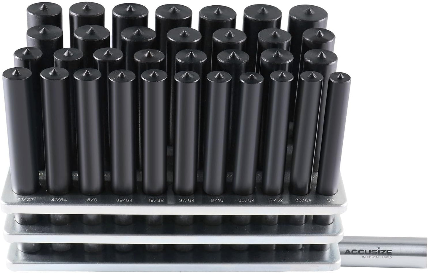 Accusize Industrial Tools 4-7\/8" 33pc transfer Punch Set, 1\/2" - 1" by 64ths, 0250-0033