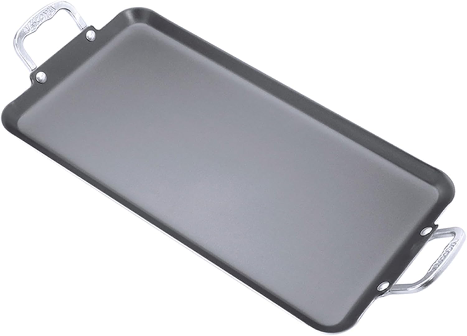 Vasconia Durable Double Burner Griddle (20\u2033 x 11\u2033) 100% Pure Aluminum with Nonstick - NSF Certified - for Frying, Searing, Grilling, Browning, Ideal for Home & Commercial Kitchen - Pack of 1