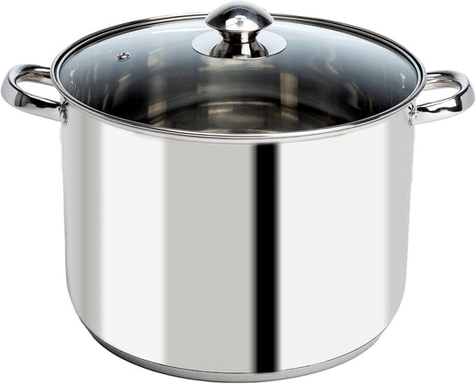 Ecolution Stainless Steel Stock Pot, Encapsulated Induction Ready Cooking Pot with Glass Lid, Oven Safe, Dishwasher Safe Soup Pot, 8-Quart