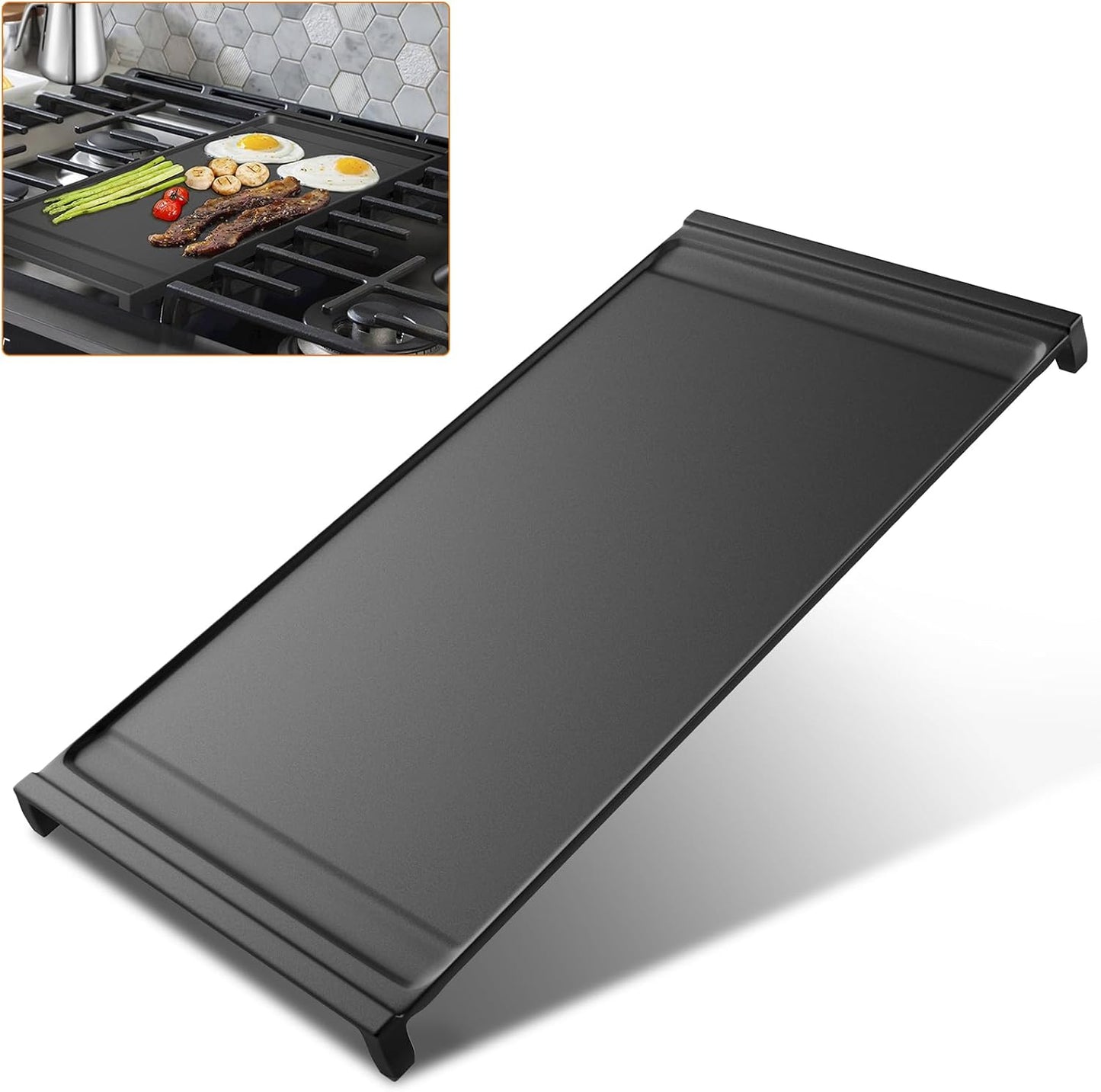 UPGRADED WB31X24738 Griddle Replacement for GE Appliance Gas Range Center, 9 19.5 inch Compatible With GE Stove Parts, Aluminum With Food Grade Nonstick Cooktop Plate Flat