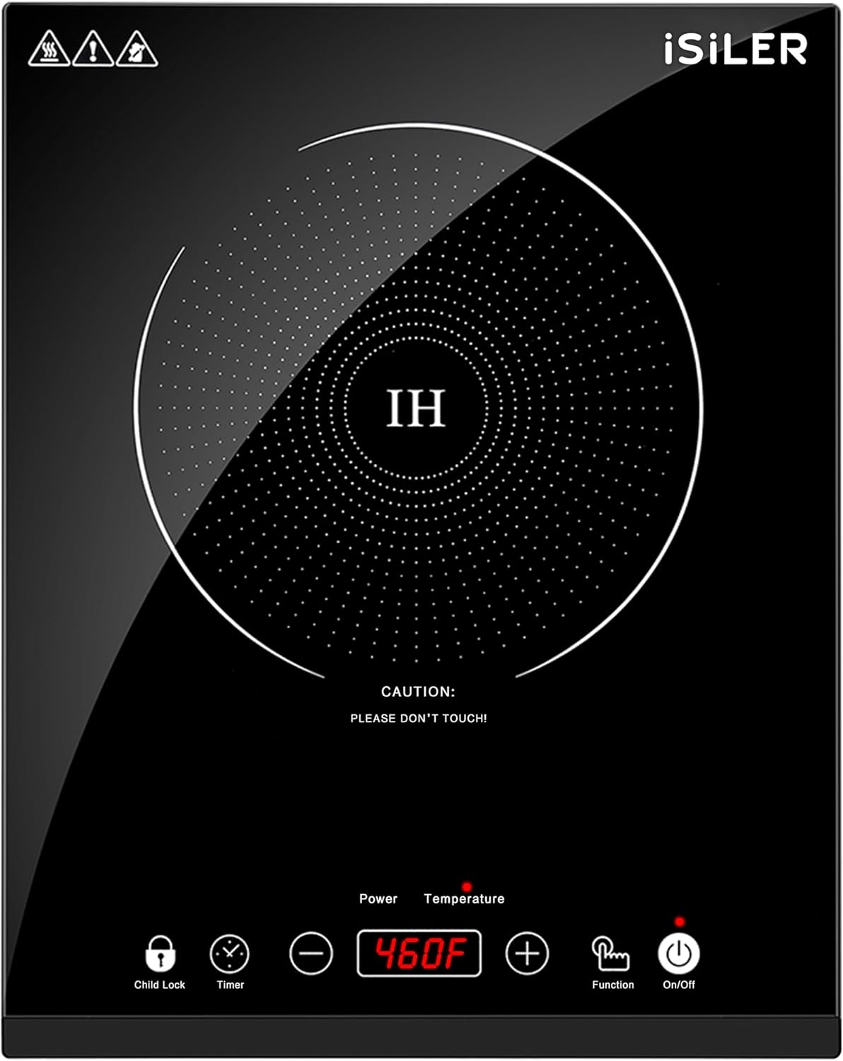 Portable Induction Cooktop, iSiLER 1800W Sensor Touch Electric Induction Cooker Hot Plate with Kids Safety Lock, 6.7" Heating Coil, 18 Power 17 Temperature Setting Countertop Burner with Timer