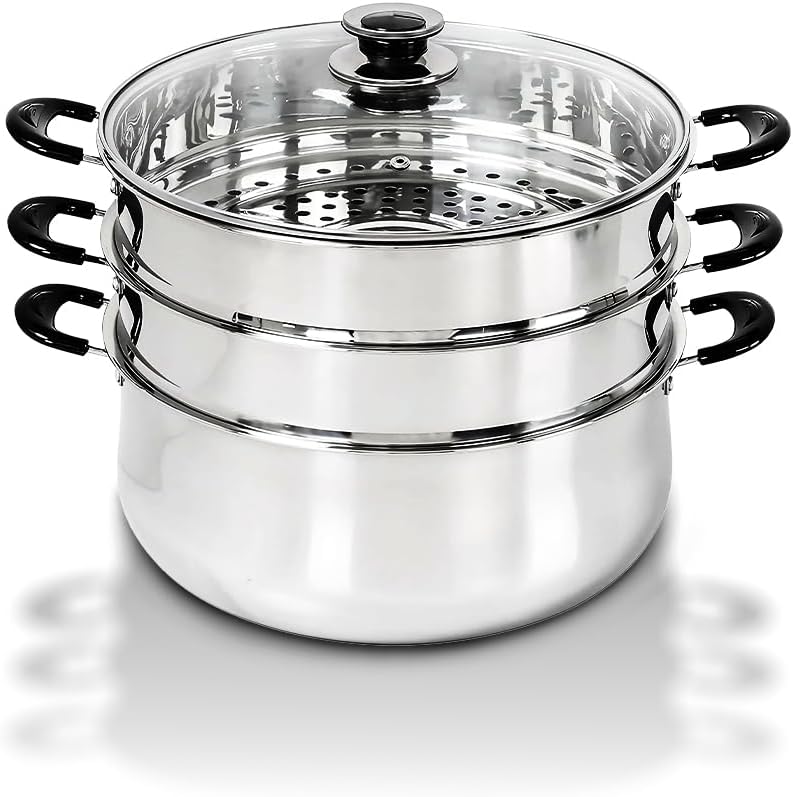 Concord 30 CM Stainless Steel 3 Tier Steamer Pot Steaming Cookware - Triply Bottom
