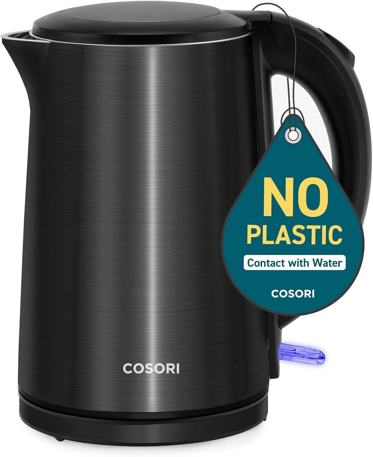 COSORI Electric Kettle, Cool-Touch Double Wall Stainless Steel Insulated, Automatic Shut Off & Boil-Dry Protection, Durable Tea Kettle Boiler & Heater, 1.5L\/1500W, Black