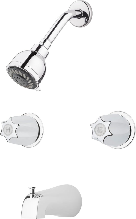 Pfister 2-Handle Tub & Shower Faucet with Metal Knob Handles in Polished Chrome