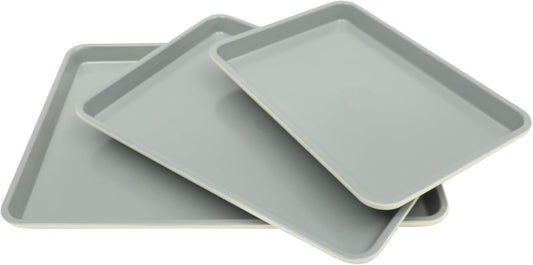 Sur La Table Kitchen Essentials Bake Sale 3-Piece Cookie Sheet Set \u2013 Nonstick Carbon Steel Baking Pans (13, 15, 18 Inch) \u2013 Grey Easy-Clean Oven Trays for Cookies, Roasting & More