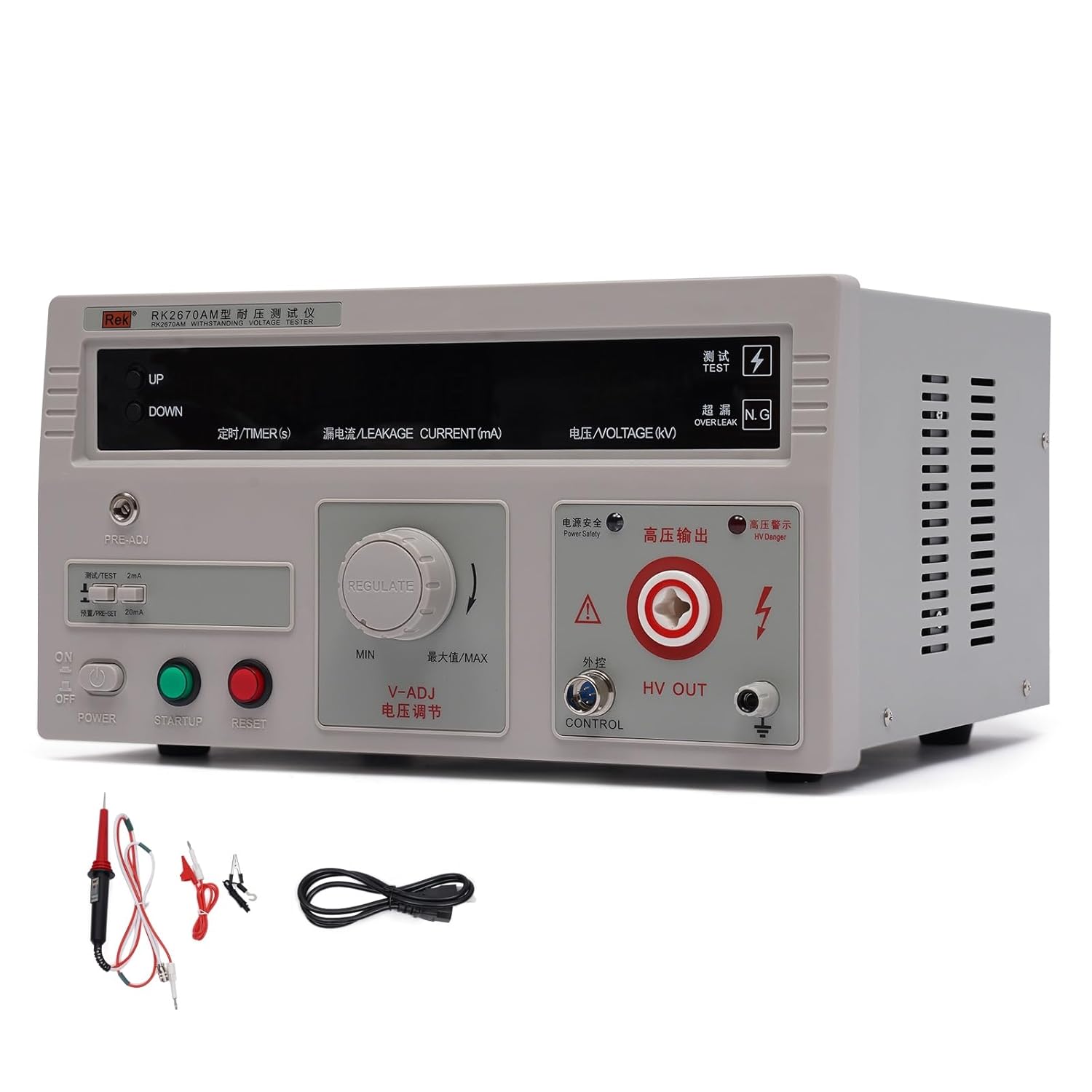 Hi-Pot Tester, RK2670AM 110V 5KV AC Voltage Withstand Tester Current Hi-Pot Insulation Resistance Testing Tool LED Digital Display Hipot Tester