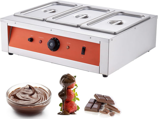 Happybuy Chocolate Tempering Machine. 26.5 Lbs, 3 Tanks. Chocolate Melter. Temp Control. 1500W, Stainless Steel. Electric. Heats Chocolate/Milk/Cream.