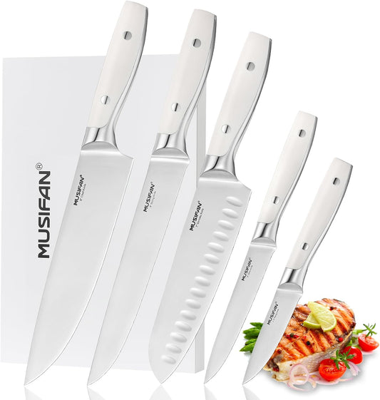 Musifan 5-Piece Chef Knife Set, Professional Ultra Sharp Kitchen Knives For Cooking High Carbon Stainless Steel, With Ergonomic Handle Design (five)