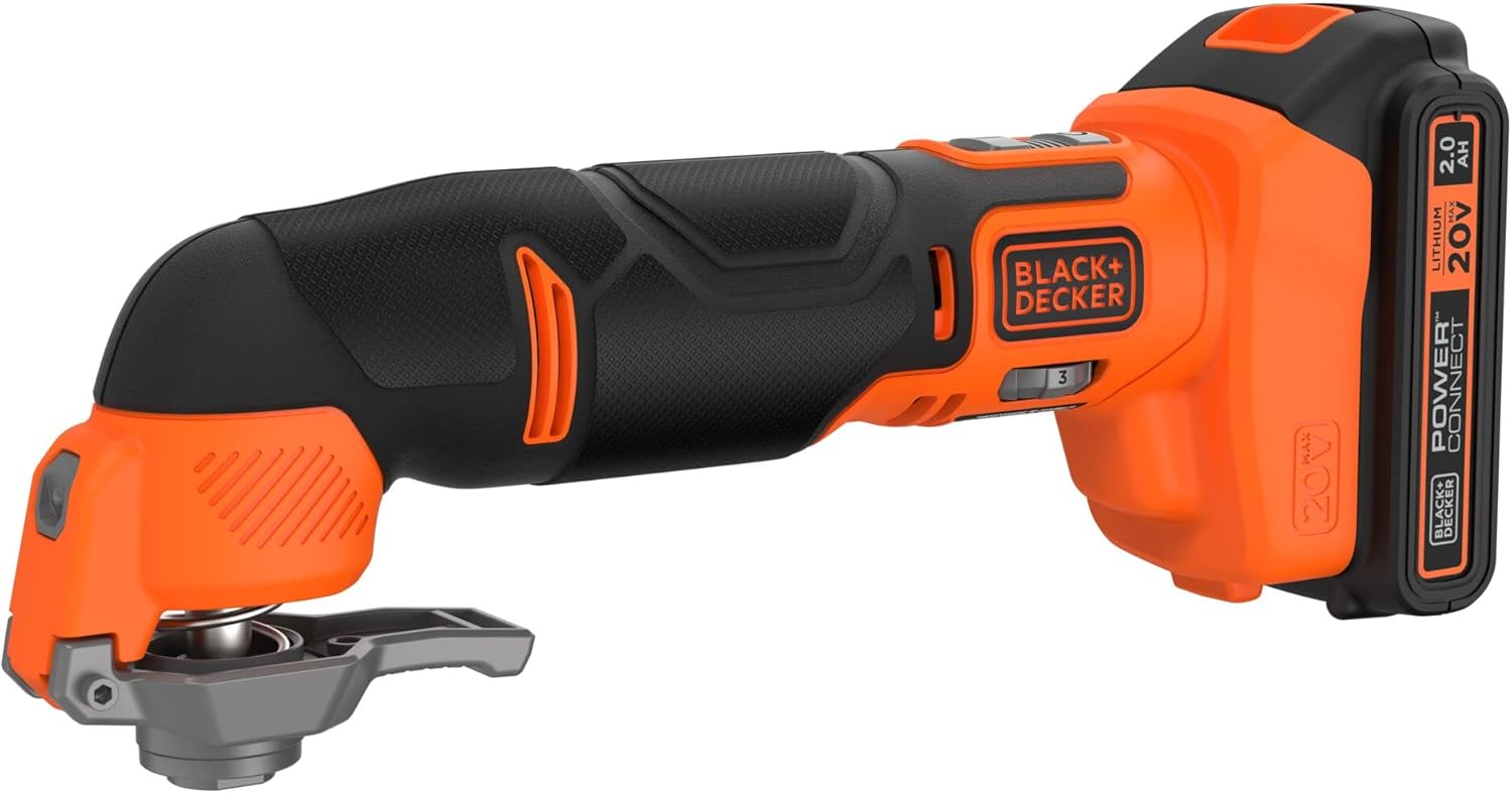 BLACK+DECKER 20V MAX Multi Tool, Oscillating Tool Kit, 6-Speed, Quick Blade Change For Multi-Tool Needs, Cordless (BDCOS20D1K)