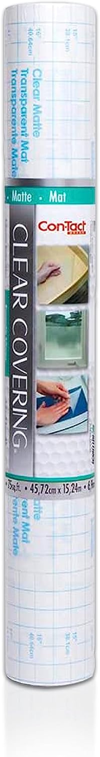 Con-Tact Brand Creative Clear Covering, Versatile and Self-Adhesive Shelf Liner, Ideal Privacy Film, Protective Clear Vinyl, 18'' x 50', Matte