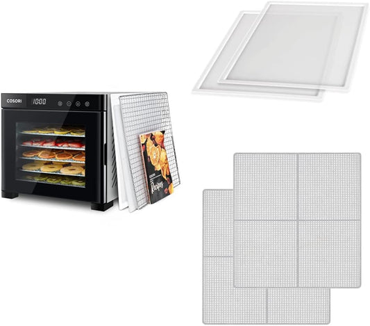 COSORI Food Dehydrator Machine (Black)& Mesh Screens& Machine Fruit Roll Sheets, for Jerky, Vegetables Fruit, Meat, Dog Treats, Herbs, and Yogurt