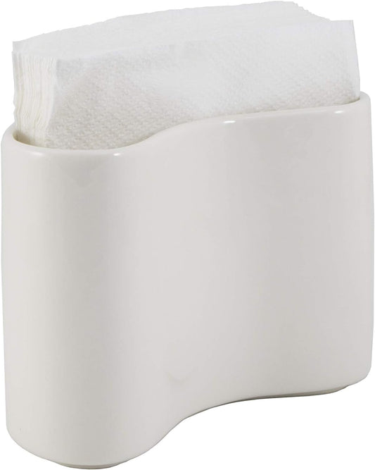 Ceramic Napkin Holder For Table Kitchen Paper Linen Cloth Napkins Upright Stand Up Sturdy Stylish Modern Compact White Modern Farmhouse