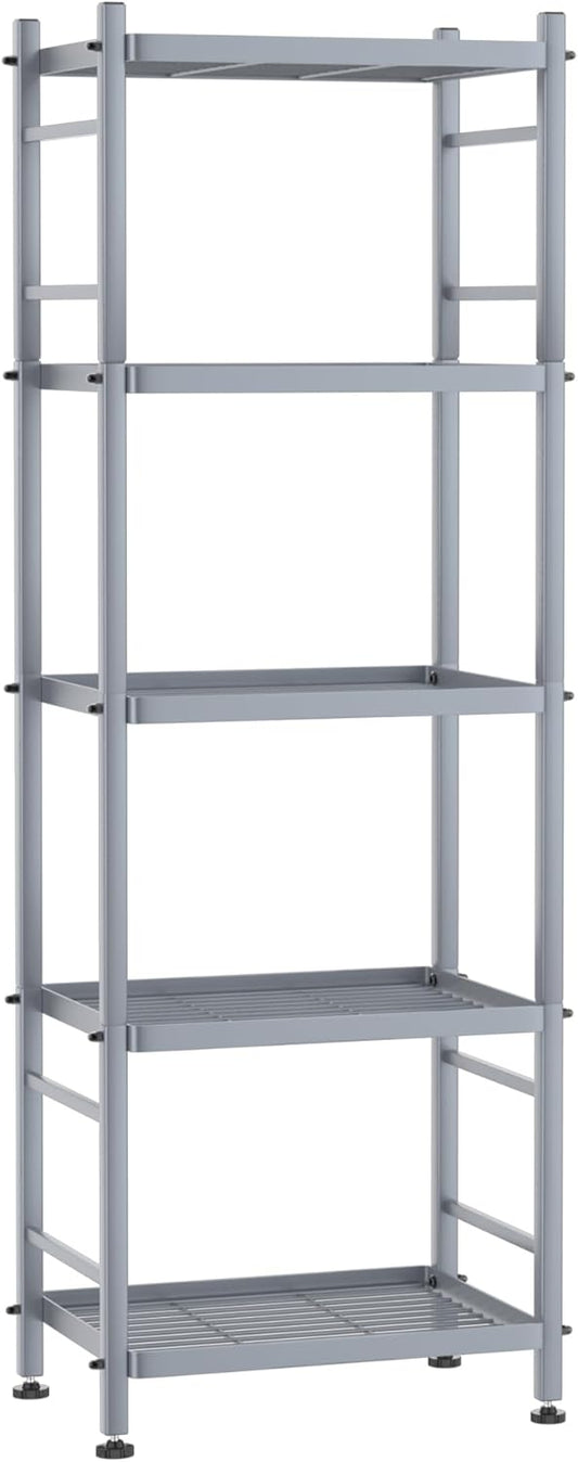 5-Wire Shelving Metal Storage Rack Shelves, Standing Storage Shelf Units for Laundry Bathroom Kitchen Pantry Closet(Silver,16.9L x 12.8W x 50.5H)