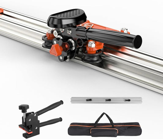 Manual Tile Cutter, Professional Porcelain Slab Cutting Machine for Large format Ceramic Porcelain Tiles, Dual-Rails, Pliers, Locators, Rail Retainers, Tile Cutter Hand Tools (71 inch)