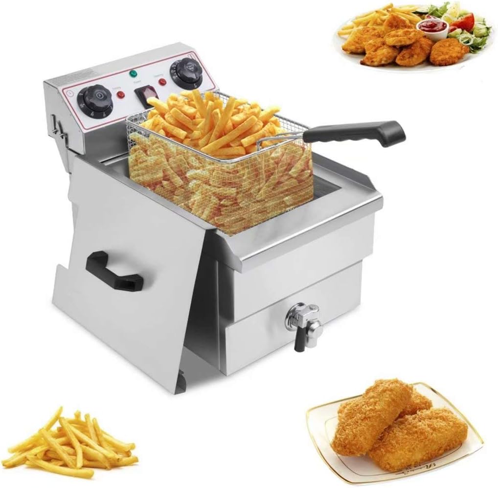 Fryer fryer, professional electric fryer, 8L oil capacity, fryer basket with plastic handle, suitable for kitchens, restaurants, supermarkets, fast food stalls, snack bars, parties.
