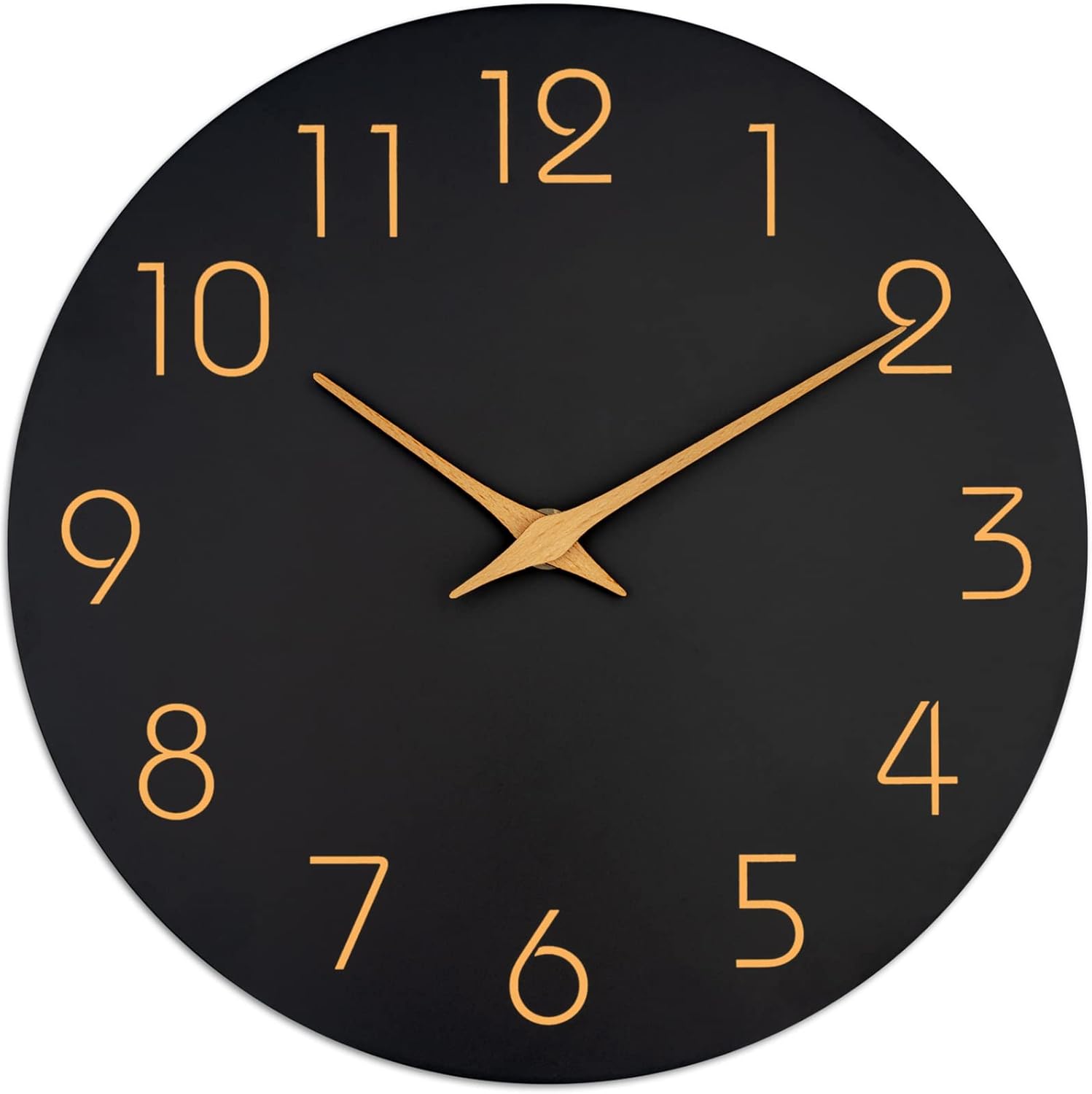 Mosewa Large Wall Clock 16 Inch Black Battery Operated Silent Non Ticking Simple Minimalist Rose Gold Numbers Clock Decorative for Bedroom Living Room Kitchen Home Office
