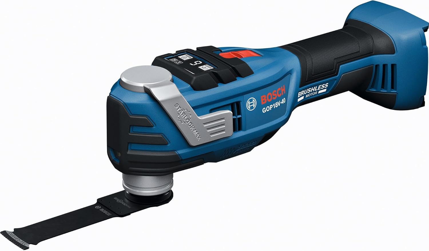 BOSCH GOP18V-40N 18V Brushless StarlockMax Oscillating Tool - Powerful 20,000 OPM, 6 Speed Settings, Auto-Stop, Ergonomic Design, Fast Accessory Changes, Ideal for Remodelers & Contractors