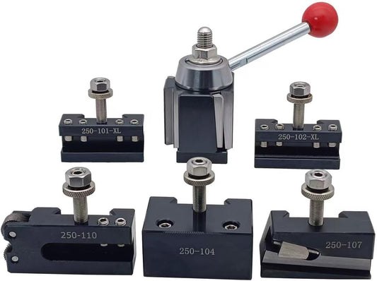 6PCS AXA Wedge Type Quick Change Tool Post With Tool Holders For Lathe Swing Dia 6-12",250-111(6PC-XL).