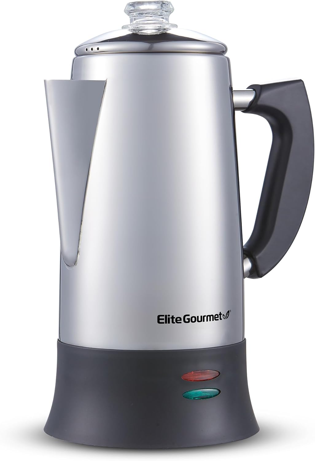 Elite Gourmet EC922 Electric Coffee Percolator, BPA Free, Keep Warm, Glass Clear Brew Progress Knob, Cool-Touch Handle, Cordless Serve, 12-Cup, Stainless Steel