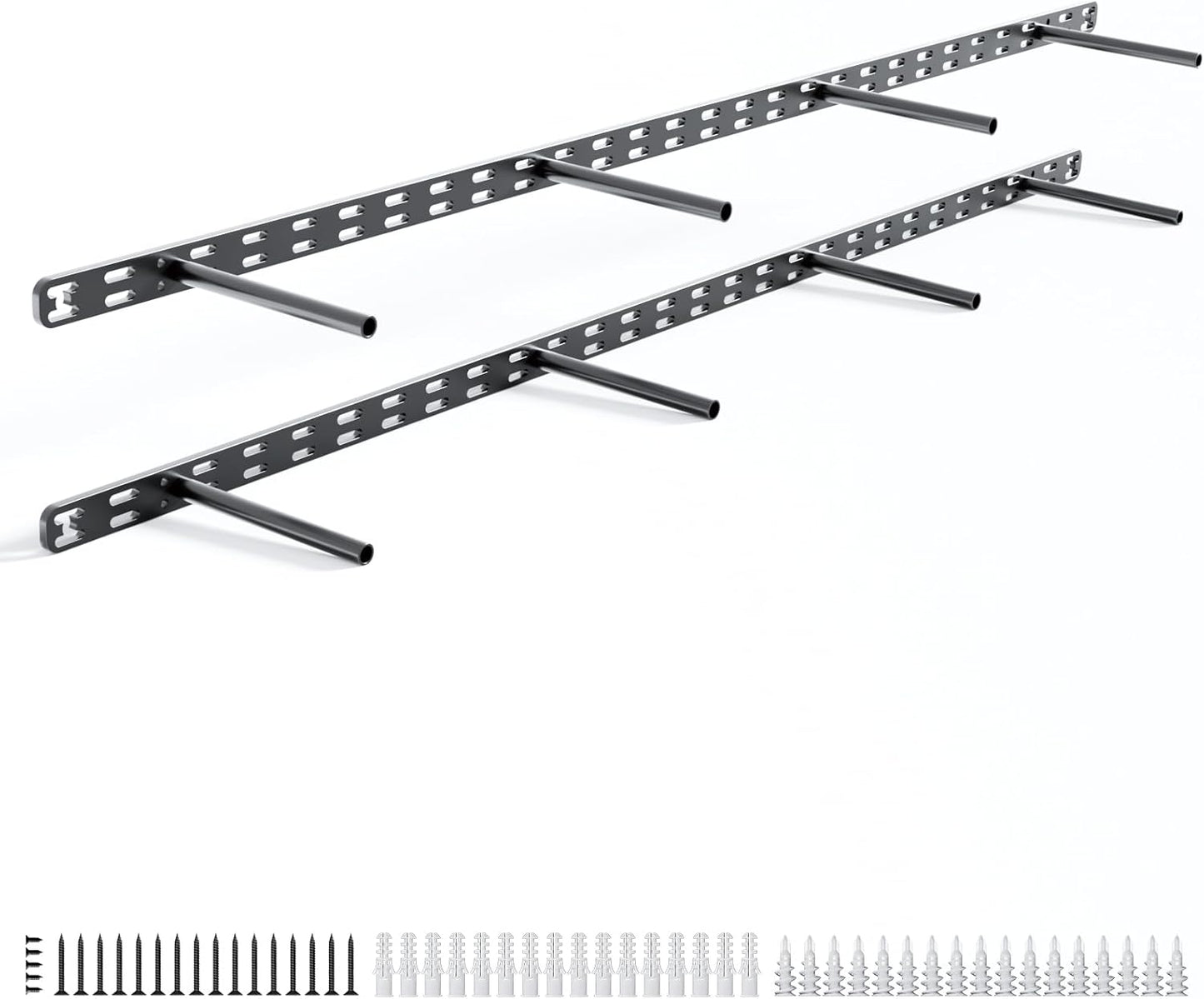 2pcs Floating Shelf Bracket Heavy Duty,Decorative Floating Shelf Hardware Hidden Black Metal Fireplace Mantel Brackets Without Jig (43"X8"X1.0" Without Tools)