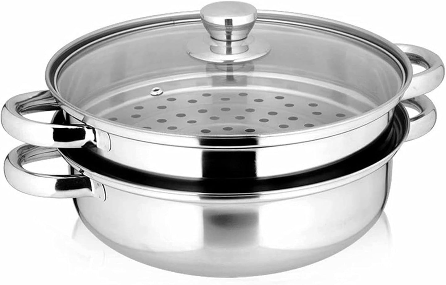 Yamde 2 Piece Stainless Steel Stack and Steam Pot Set - and Lid,Steamer Saucepot double boiler\u2026
