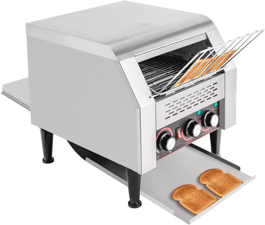 300 Slices/Hour Commercial Conveyor Toaster, 2200W Electric Conveyor Belt Toaster, Stainless Steel Heavy-Duty Industrial Toasters for Bagel Bread, Buns, Toast, Sandwiches
