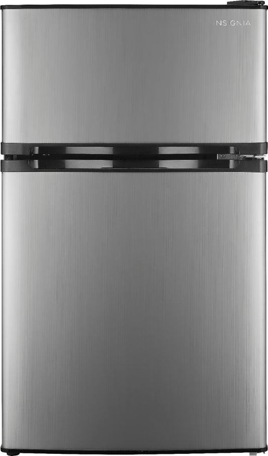Insignia - 3.0 Cu. Ft. Mini Fridge with Top Freezer - Stainless Steel