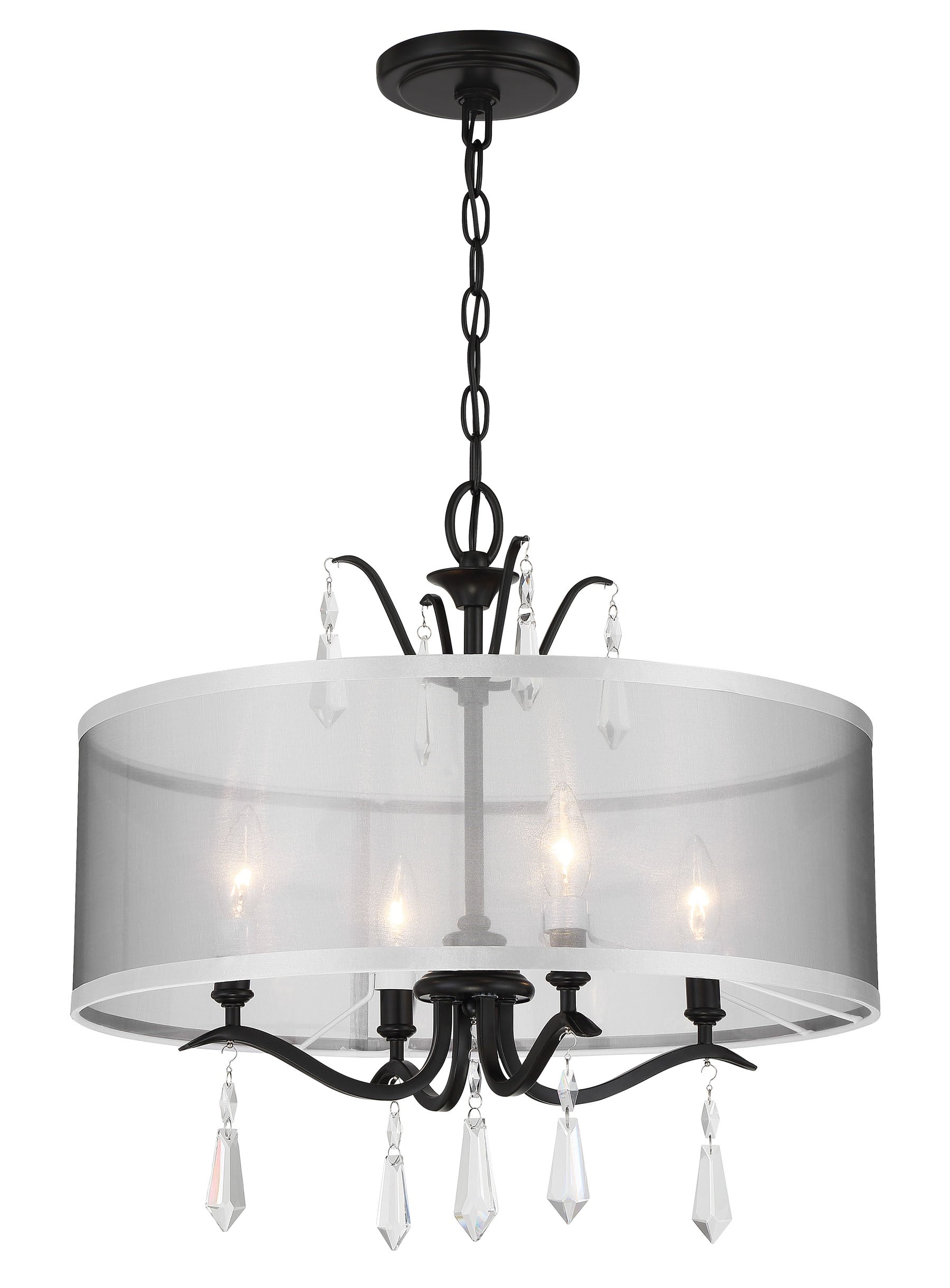 Minka Lavery Laurel Estate 4 -Light 20-in Matte Black Semi Flush Mount Light 4838503