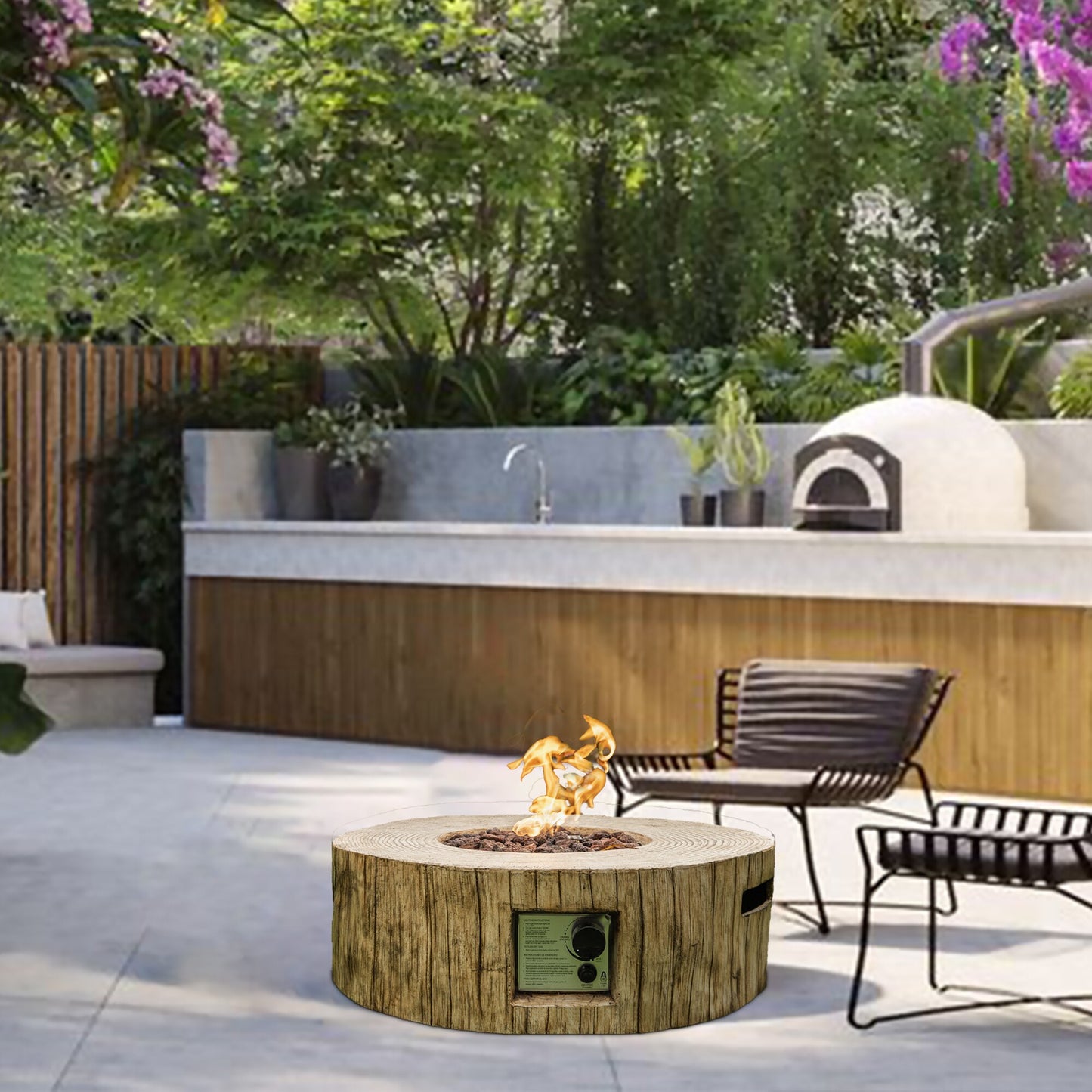 Maocao Hoom 28-in W Brown Portable Stainless steel Round Liquid propane Fire pit